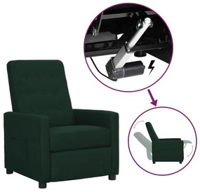 vidaXL Poltrona elevatória tecido verde-escuro