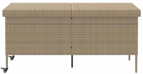 Caixa de arrumação jardim com rodas 160x55x75 cm vime PE bege