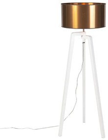 Candeeiro de pé design branco com cúpula em cobre 50 cm - Puros Country / Rústico,Moderno