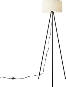 Candeeiro de pé tripé moderno branco com abajur de veludo - Luz