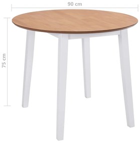 Mesa de jantar com abas rebatíveis redonda MDF branco