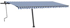 Toldo retrátil manual independente 500x350 cm azul e branco