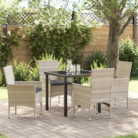 Conjunto de Jantar para Jardim vidaXL com Almofadas Cinza Claro Polirattan