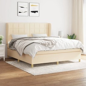 vidaXL Cama com molas/colchão 160x200 cm tecido cor creme