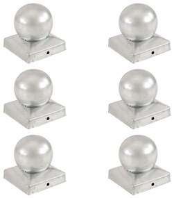vidaXL Tampas globo p/ postes vedação 6 pcs metal galvanizado 91x91mm