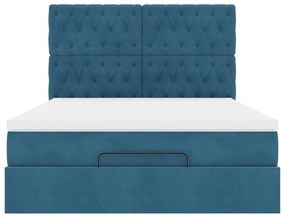 Estrutura cama otomana colchões 140x190 cm veludo azul escuro