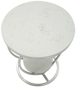MESA DE APOIO CORAÇÃO Ø 40X45,5 CM PRATA E BRANCO