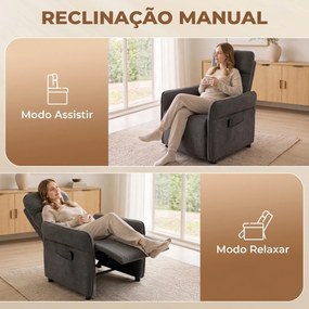 Cadeirão de Massagem com Calor, Reclinação Push-Back 135°, Apoio para os Pés, Apoios de Braços Ajustáveis e 2 Bolsos, Cinzento-Escuro