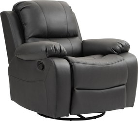 HOMCOM Poltrona relax, encosto e apoio para os pés ajustáveis, giratória, até 150 kg, estrutura em aço, 93x100x98cm, Preto | Aosom Portugal