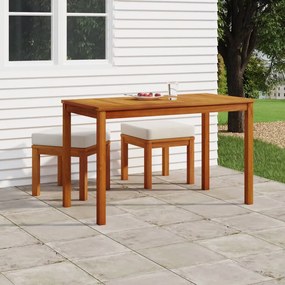 vidaXL 3 pcs conjunto de jantar p/ jardim c/ almofadões acácia maciça