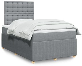 Cama boxspring com colchão 120x190 cm tecido cinzento-claro