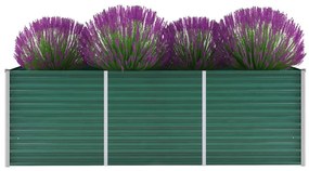 vidaXL Canteiro elevado de jardim aço galvanizado 240x80x77 cm verde