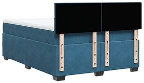 Cama com molas/colchão 140x200 cm veludo azul