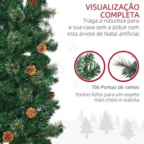 HOMCOM Árvore de Natal Artificial 225 cm Árvore de Natal com 706 Ramos