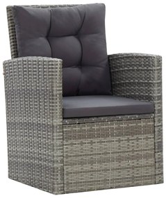 5 pcs conjunto jantar exterior c/ almofadões vime PE cinzento
