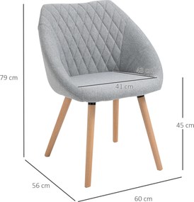 Conjunto de 2 cadeiras de jantar de design escandinavo (MESA NÃO INCLUIDA) Pernas afiladas em madeira de faia - Assento, encosto e braços ergonómicos