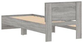Estrutura de cama c/ cabeceira deriv. madeira cinzento sonoma