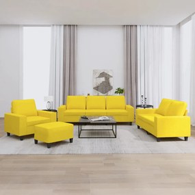 vidaXL 4 pcs conjunto de sofás tecido amarelo-claro