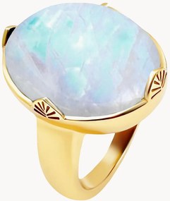 Anel banhado a ouro com pedra-da-lua Neo