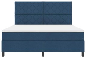 Cama Box Spring com Colchão e Luz LED - Azul, 180x200 cm, Tecido