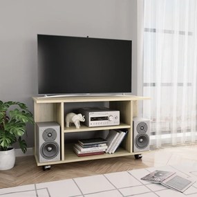 Móvel de TV com rodas 80x40x45 cm deriv.madeira carvalho sonoma