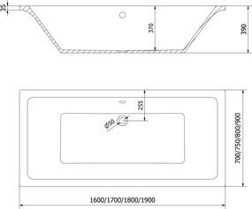 Mexen Cube banheira retangular 160 x 70 cm, branca - 55051607000