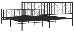 Estrutura de cama com cabeceira e pés 200x200 cm metal preto