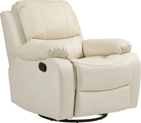 HOMCOM Poltrona relax, encosto e apoio para os pés ajustáveis, giratória, até 150 kg, estrutura de aço, 93x100x98cm, creme branco | Aosom Portugal