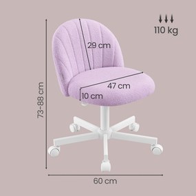 Cadeira de toucador ou cadeira de escritório, revestimento em tecido Teddy Fleece  roxo