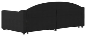 Sofá-cama com gavetão e gavetas 90x190 cm tecido preto