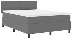 Cama Box Spring com Colchão Cinza Claro 140x200 cm Tecido de Veludo