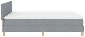 Cama Box com Colchão &amp; LED Cinza Claro 140x200 cm Tecido