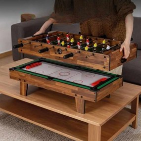 Mesa de jogos 4 em 1 81 x 43 x 30,5 cm com matraquilhos, bilhar, pingue-pongue e hóquei para crianças Café