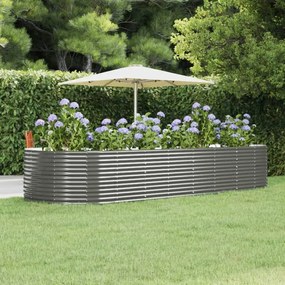 vidaXL Canteiro elevado jardim 367x140x68 aço revestido a pó cinzento