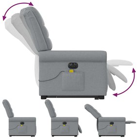 Poltrona elétrica reclinável massagens tecido cinzento-claro