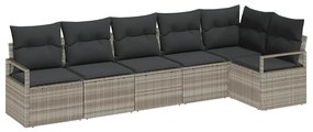 Conjunto de Sofá pra Jardim com 6 Peças e Almofadas Cinza Claro em Rat