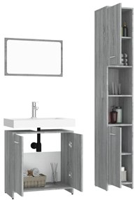 3 pcs Conjunto móveis casa de banho madeira proc. cinza sonoma