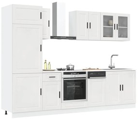 8 peças armário de cozinha conjunto Kalmar branco brilhante