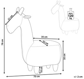 Tamborete em veludo amarelo GIRAFFE Beliani