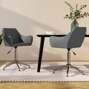 vidaXL Cadeiras de jantar giratórias 2 pcs tecido cinzento-escuro