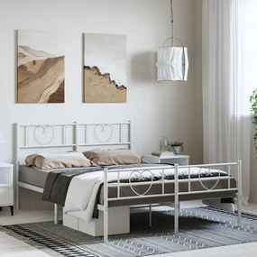 vidaXL Estrutura de cama com cabeceira e pés 150x200 cm metal branco