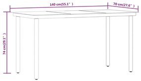 7 pcs conjunto de jantar para jardim cinzento e preto