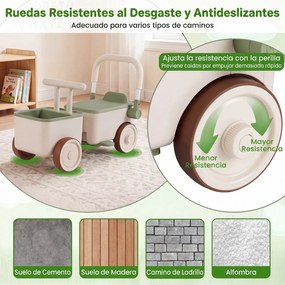 Andador Infantil 3 em 1, 67,5 x 28 x 35 cm, Pega Dobrável, Verde