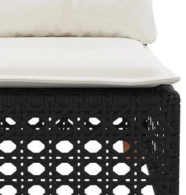 6 pcs conjunto sofás de jardim c/ almofadões vime PE preto