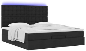 Estrutura de cama otomana com colchão 160x200 cm tecido preto