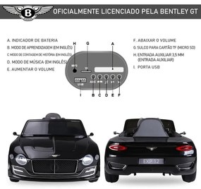 Carro Elétrico Bentley GT com Controlo Remoto e 2 Velocidades