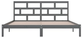 Estrutura de cama 200x200 cm pinho maciço cinzento