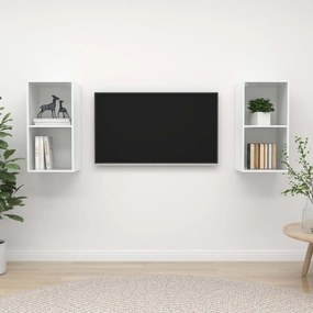 vidaXL Armários de parede TV 2 pcs derivados madeira branco brilhante