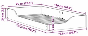 Estrutura de cama de chão Castanho-mel 75 x 190 cm