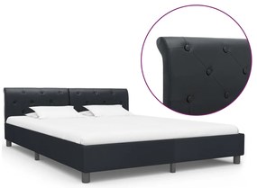 Estrutura de cama 180x200 cm couro artificial preto